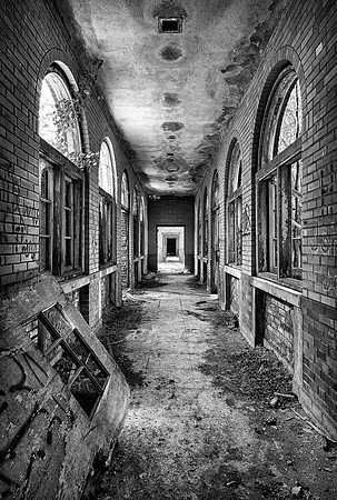 Hospital hallway (B&W version)