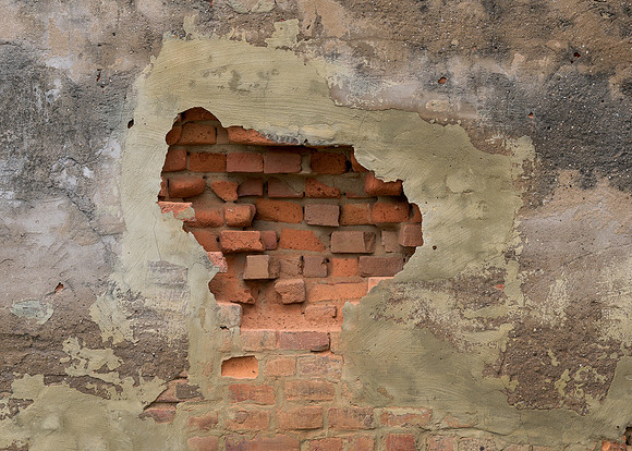 Partially Exposed Brick Wall