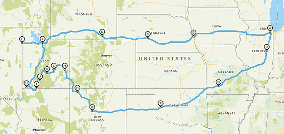 Utah Road Trip Map '22