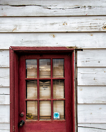 Red door on white