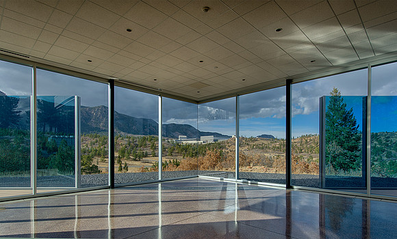 Air Force Academy through glass