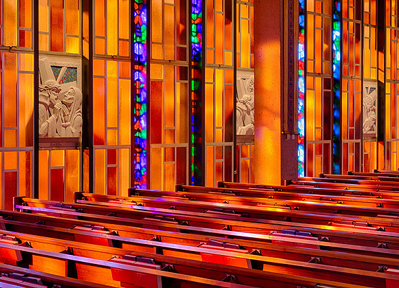 Stained glass pews
