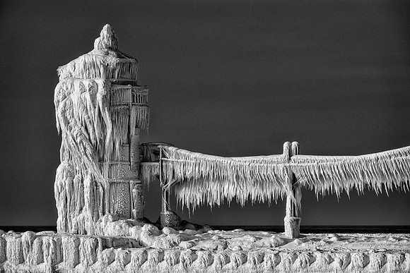 St. Joseph North Pier Lighthouse (B&W version)