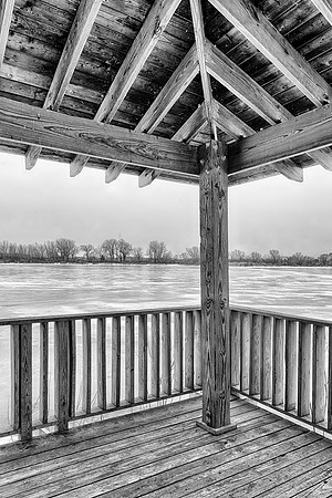 Gazebo on the lake (B&W version)