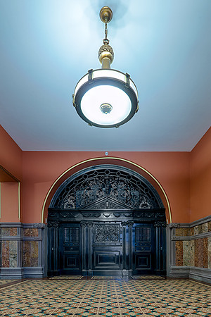 Chandelier over door