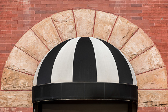 Striped awning
