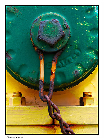 Green & yellow fire hydrant