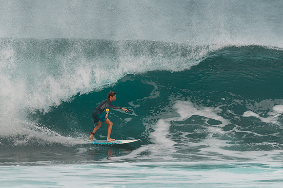 Surfing at Banzai Pipeline