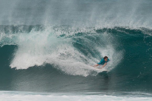 Surfing at Banzai Pipeline