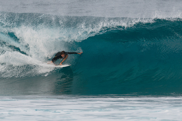 Surfing at Banzai Pipeline