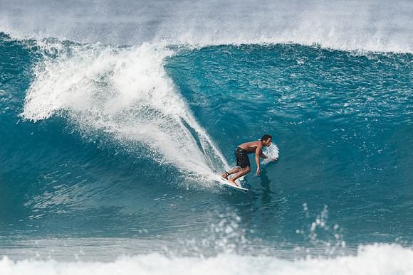 Surfing at Banzai Pipeline