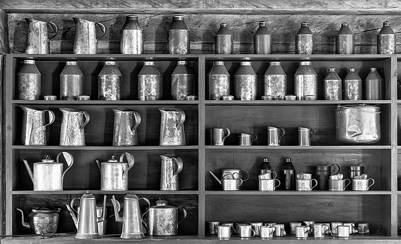 Shelves of pitchers