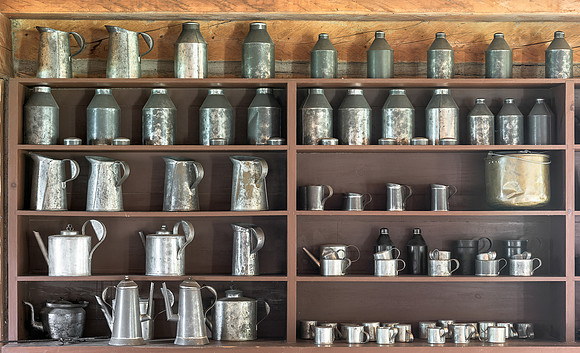 Shelves of pitchers