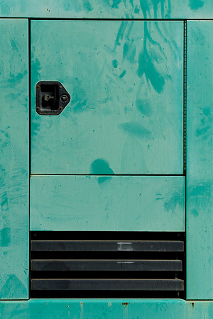 Green metal door
