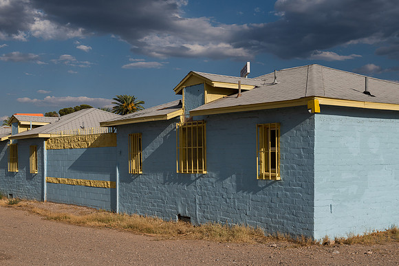 Blue and yellow building