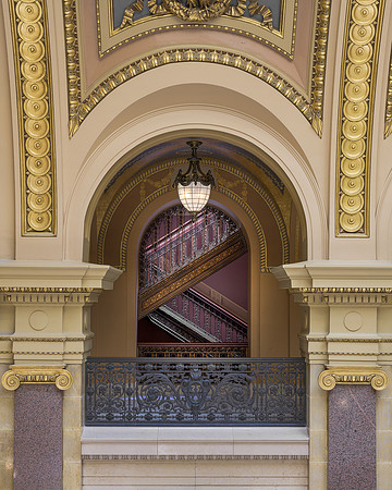Staircase under arch