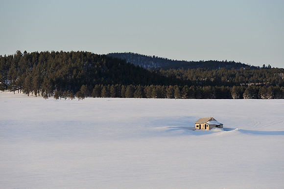 Adandoned store in snow