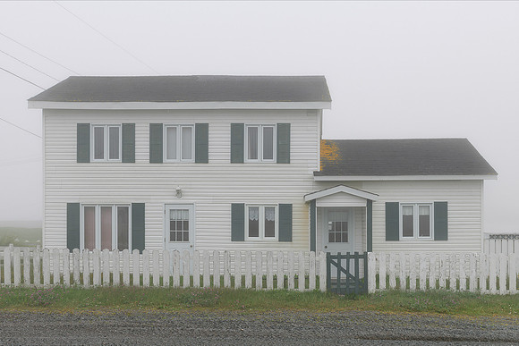 White house in fog