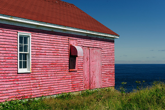 Pink building on Atlantic Ocean
