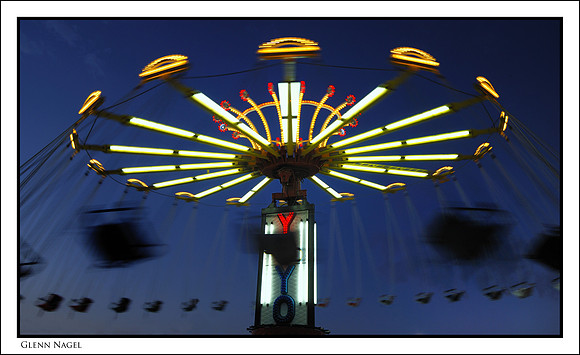 Carnival ride at dusk