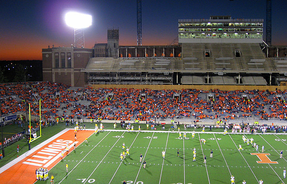 Sunset over Memorial Stadium