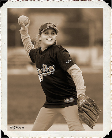 OYA girls' softball (sepia version)