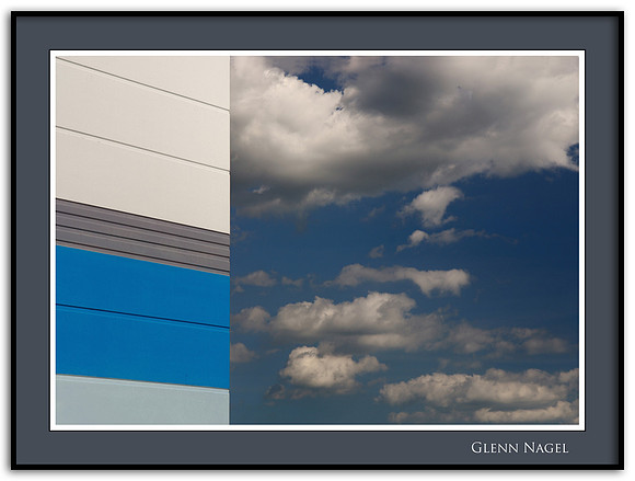 Wall of many shades of blue