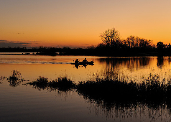 Twilight kayakers