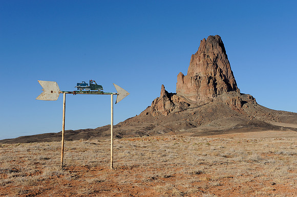 Pointing to monument