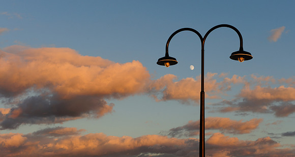 Lamppost above clouds