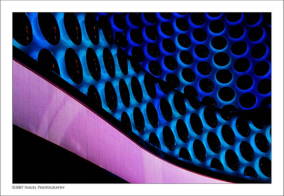 Blue on pink