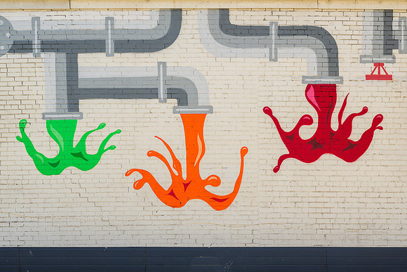 Water faucets mural