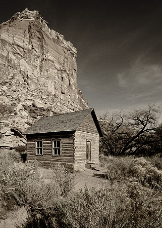 One-room schoolhouse (B&W version)