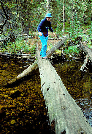 Jeff crossing footbridge