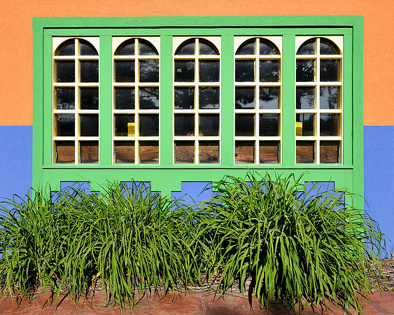 Window with green trim