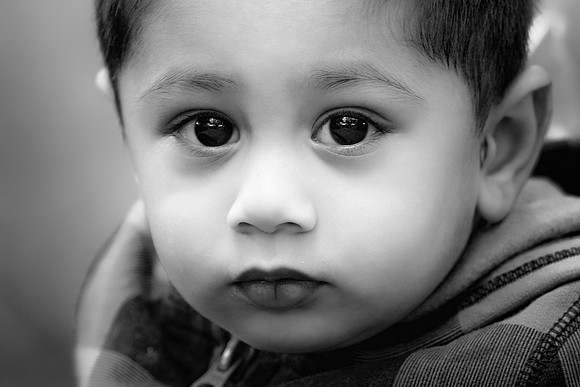 Boy in black & white