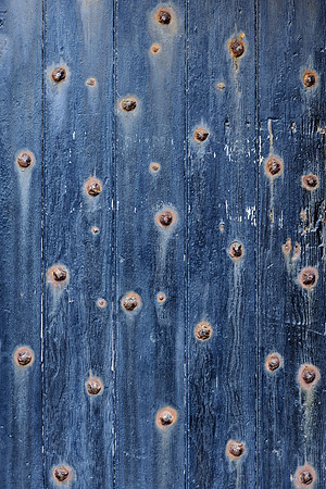 Dots on blue door