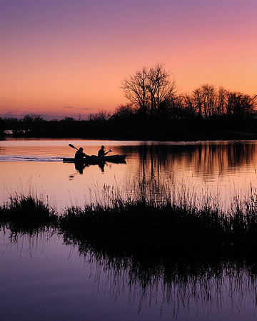 Twilight kayakers