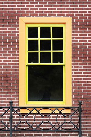Yellow and lime window frame