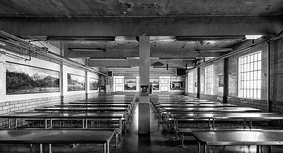 Prison dining room (B&W version)